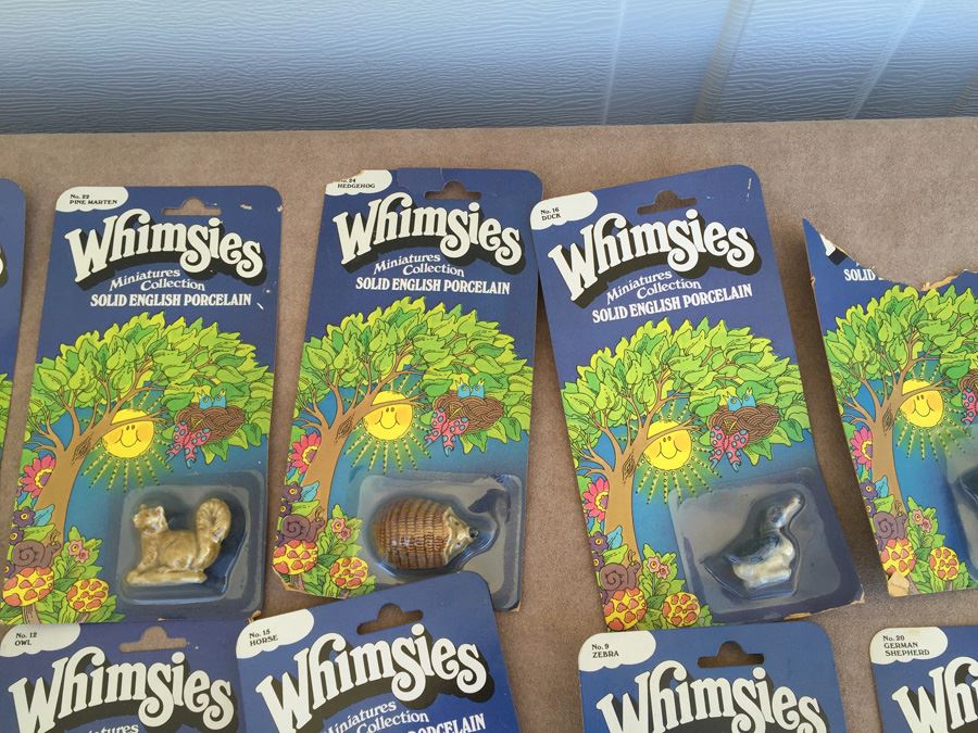 (19) Huge Collection Of Whimsies Miniatures Collection Solid English Porcelain Animals New On Card  [Photo 2]