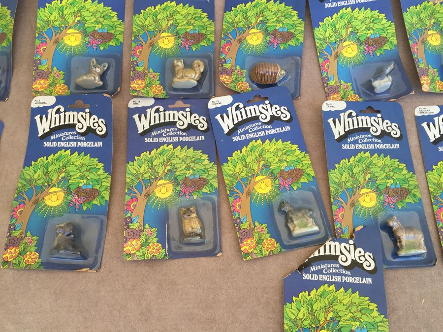 (19) Huge Collection Of Whimsies Miniatures Collection Solid English Porcelain Animals New On Card  [Photo 3]