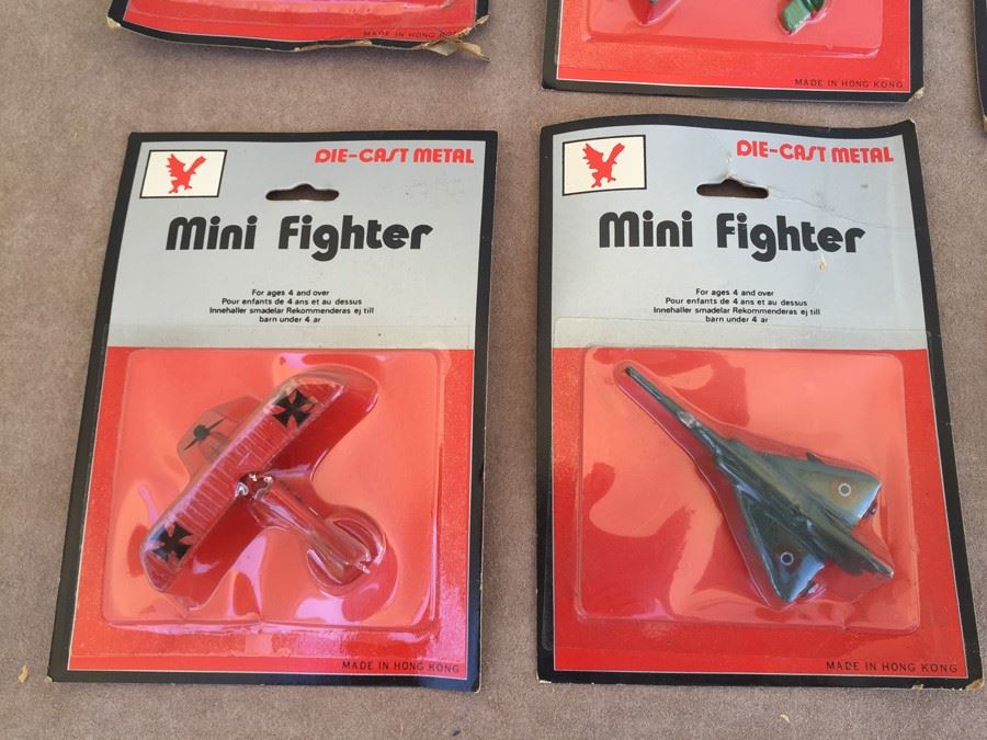 (9) Mini Fighter Die-Cast Metal Planes Helicopter Hong Kong New On Card [Photo 6]