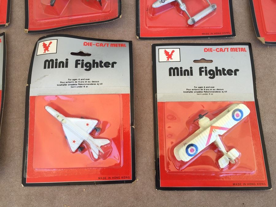 (9) Mini Fighter Die-Cast Metal Planes Helicopter Hong Kong New On Card [Photo 5]
