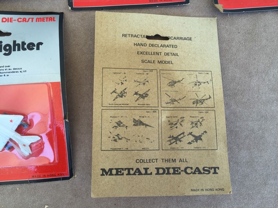 (9) Mini Fighter Die-Cast Metal Planes Helicopter Hong Kong New On Card [Photo 8]