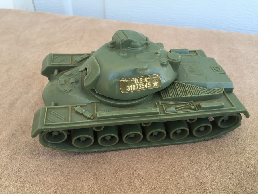 Vintage Plastic Army Men Tank Jeep Truck Tim-Mee Toys Note Damage To Tank Turret [Photo 9]