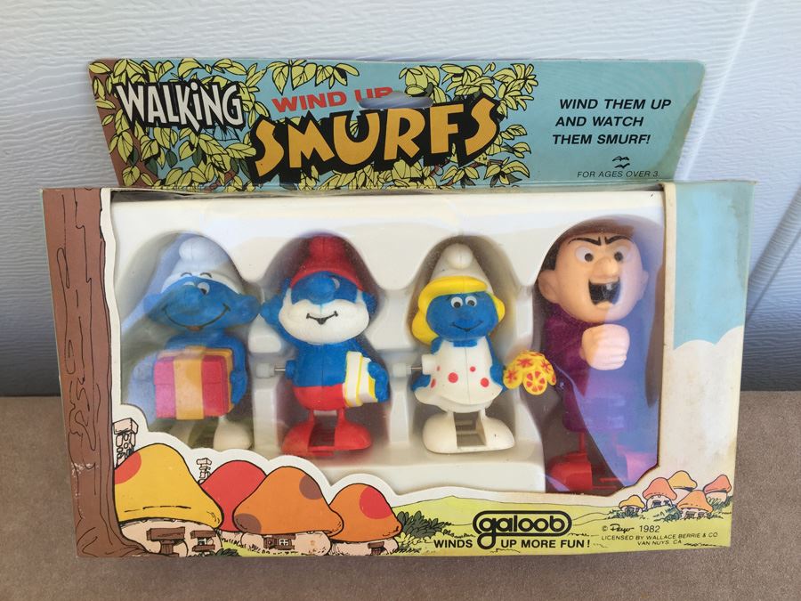Walking Wind Up Smurfs Galoob Peyo 1982 New In Box [Photo 1]