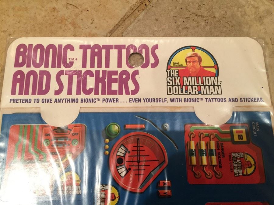 The Six Million Dollar Man Bionic Tattoos And Stickers New Sealed Kenner 1976 [Photo 4]