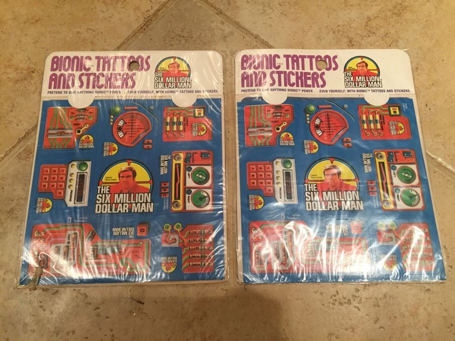 The Six Million Dollar Man Bionic Tattoos And Stickers New Sealed Kenner 1976 [Photo 1]