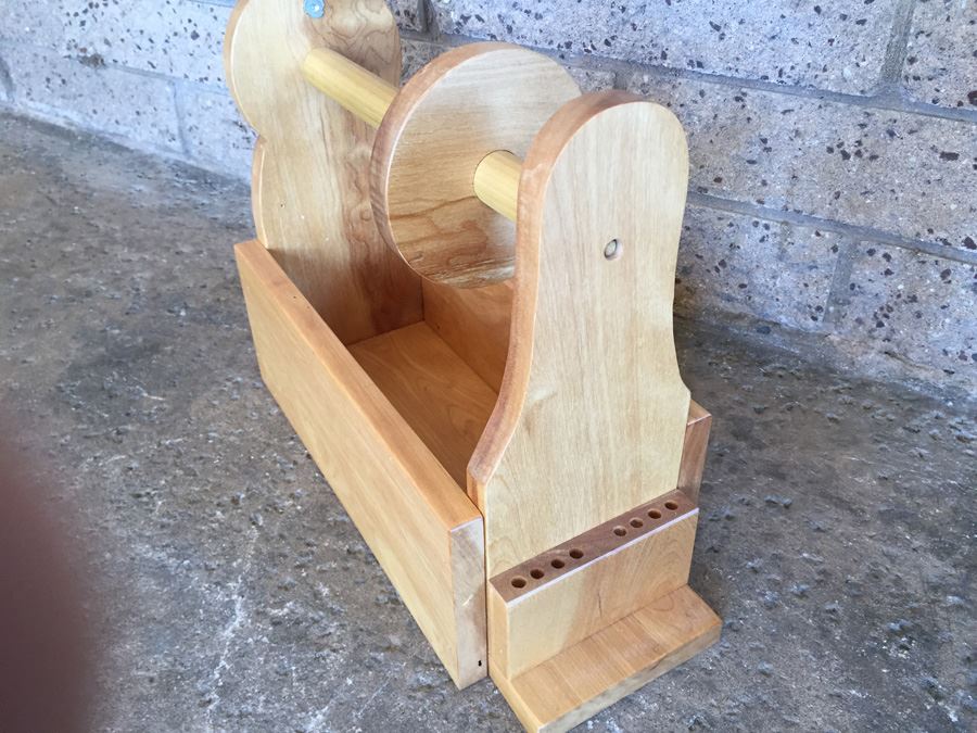 (2) Pair Of Custom Made Wooden Knitting Yarn Utility Storage Boxes [Photo 3]