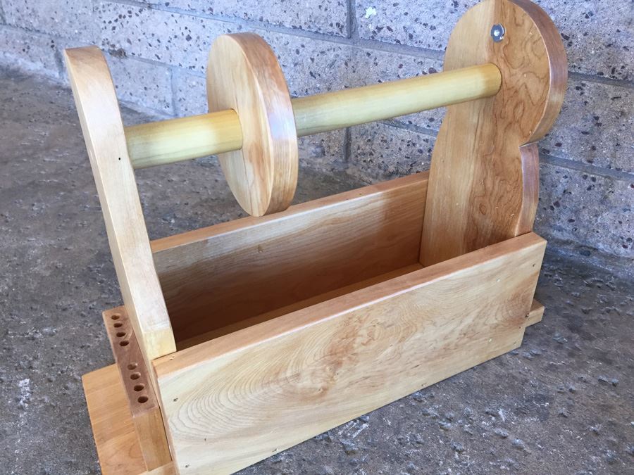 (2) Pair Of Custom Made Wooden Knitting Yarn Utility Storage Boxes [Photo 5]