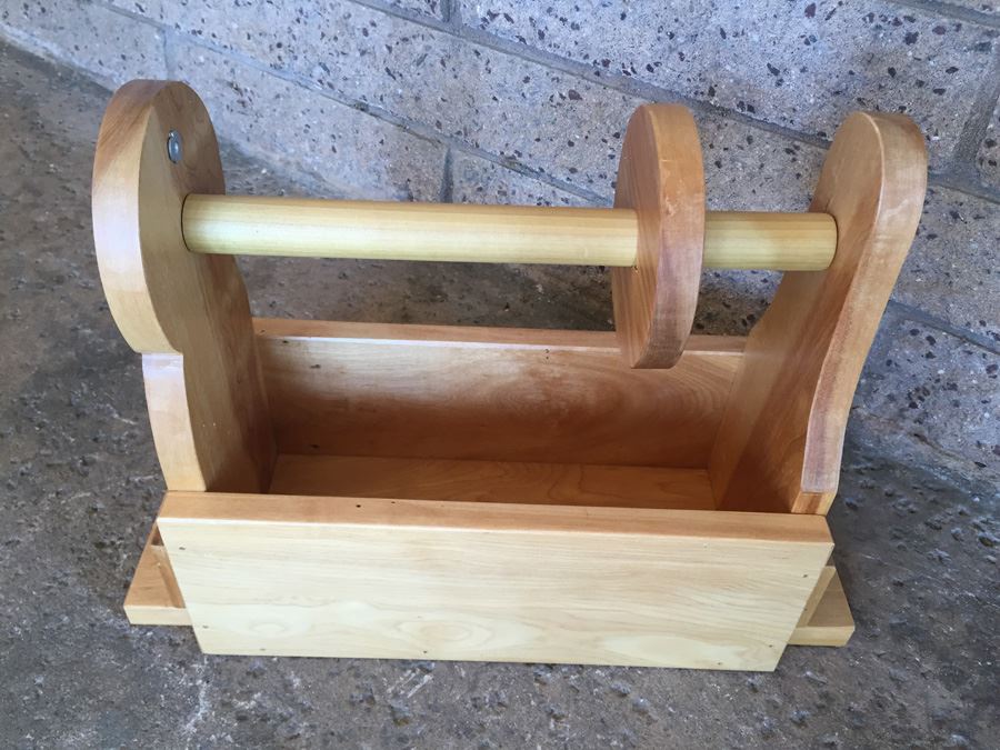 (2) Pair Of Custom Made Wooden Knitting Yarn Utility Storage Boxes [Photo 1]