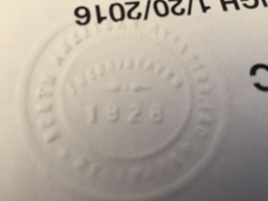 Vintage 1928 Paper Embossing Stamp Machine North American Aviation Inc Delaware 1928 [Photo 3]