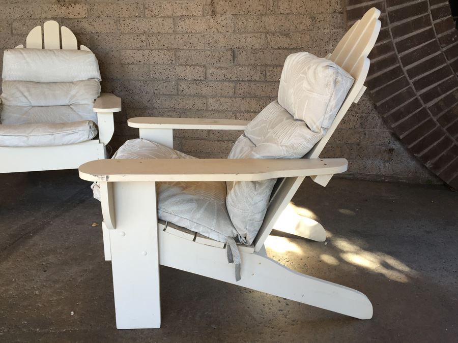 Pair Of Custom Made White Adirondack Chairs [Photo 2]