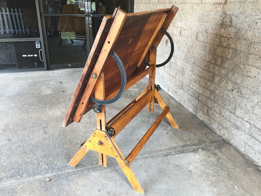 Vintage Wooden Adjustable Drafting Table Excellent For Use Or Display [Photo 3]