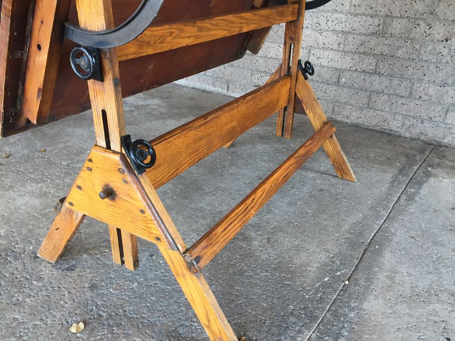 Vintage Wooden Adjustable Drafting Table Excellent For Use Or Display [Photo 14]