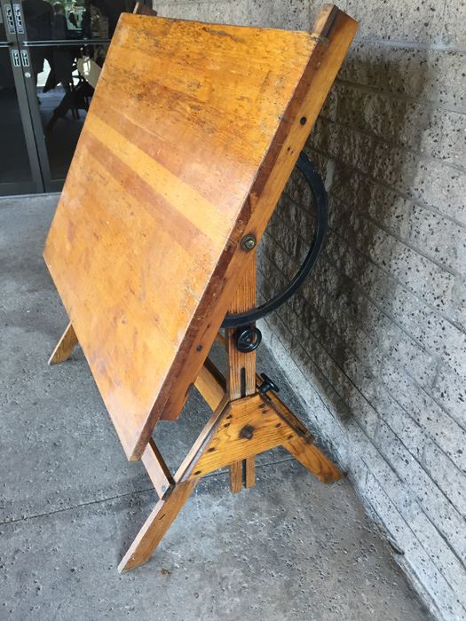 Vintage Wooden Adjustable Drafting Table Excellent For Use Or Display [Photo 4]