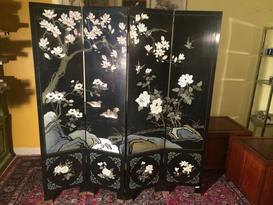Two-sided Lacquered Chinese Coromandel Screen 4-Panel [Photo 5]