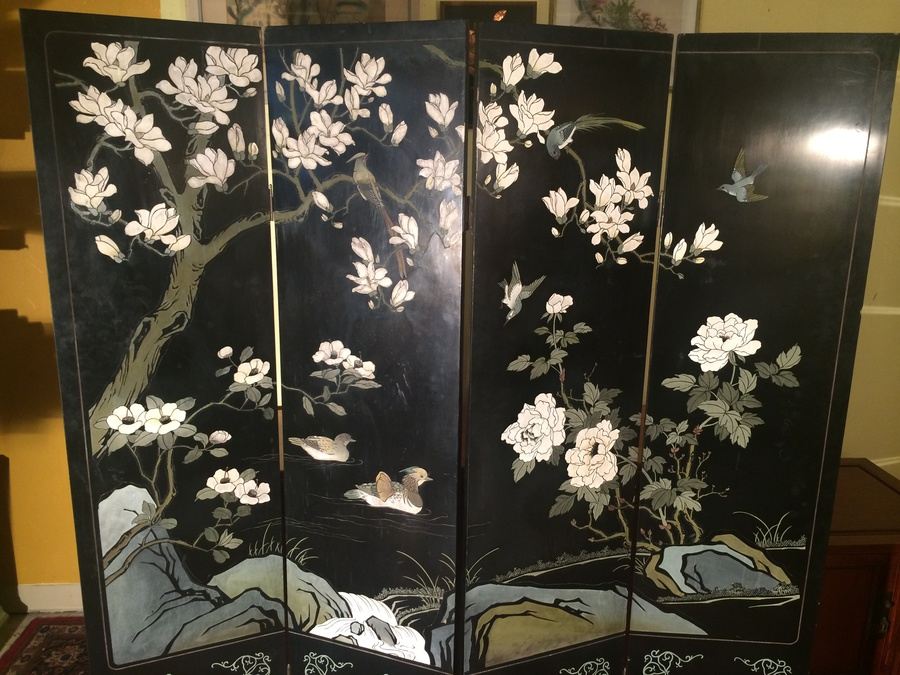 Two-sided Lacquered Chinese Coromandel Screen 4-Panel [Photo 6]