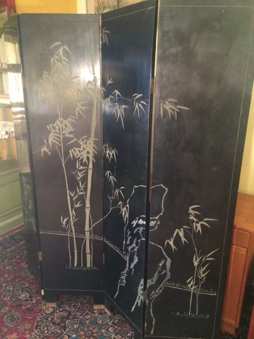 Two-sided Lacquered Chinese Coromandel Screen 4-Panel [Photo 4]