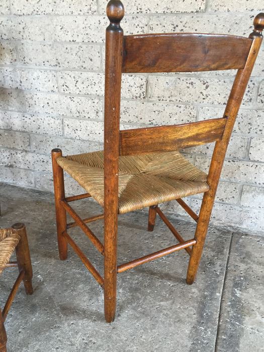Pair Of Vintage Wooden Rush Seat Chairs With Footstool [Photo 9]