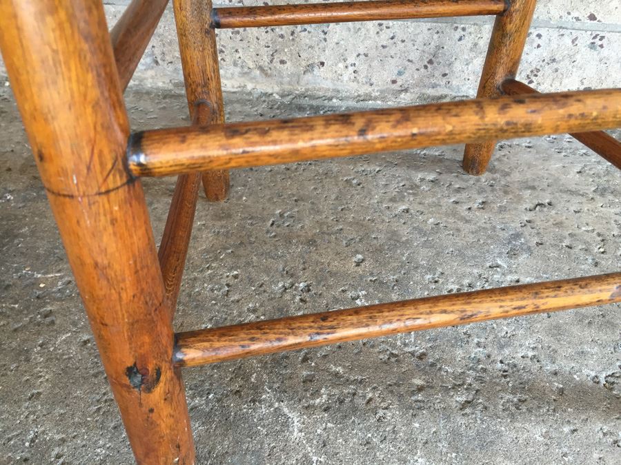 Pair Of Vintage Wooden Rush Seat Chairs With Footstool [Photo 7]
