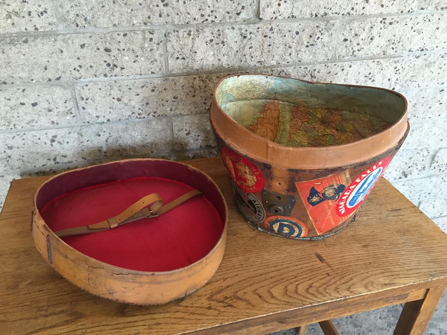 Vintage Leather Luggage Covered In Vintage Travel Stickers Decals [Photo 21]