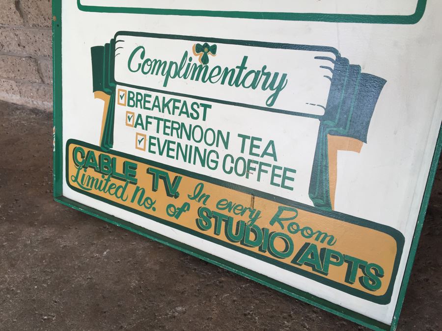 Vintage Double Sided Hand Painted Wooden Sign San Diego Hotel Sign #1 Budget Hotel In San Diego [Photo 7]