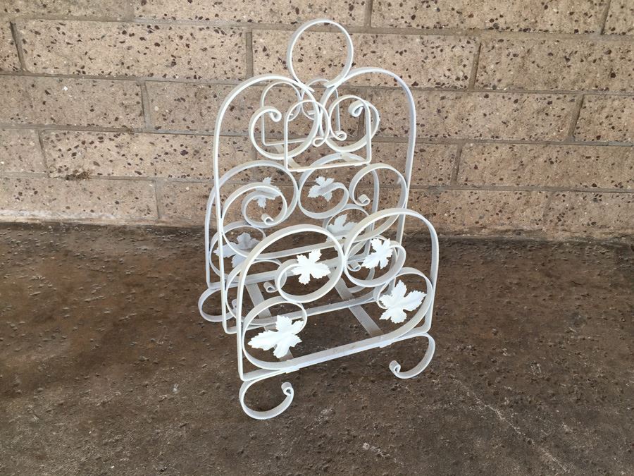 White Metal Magazine Rack