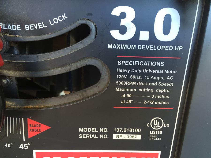 CRAFTSMAN Table Saw Model 137 218100 With Manual [Photo 5]