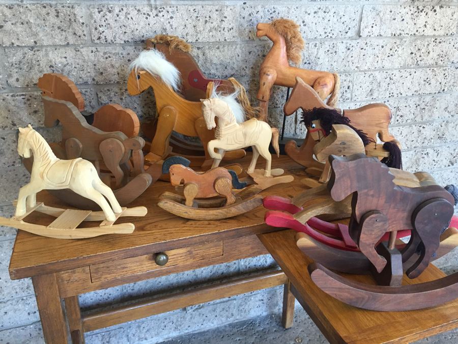 Huge Collection Of Miniature Wooden Rocking Horses