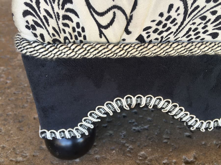 Contemporary Black And White Upholstered Footstool [Photo 5]