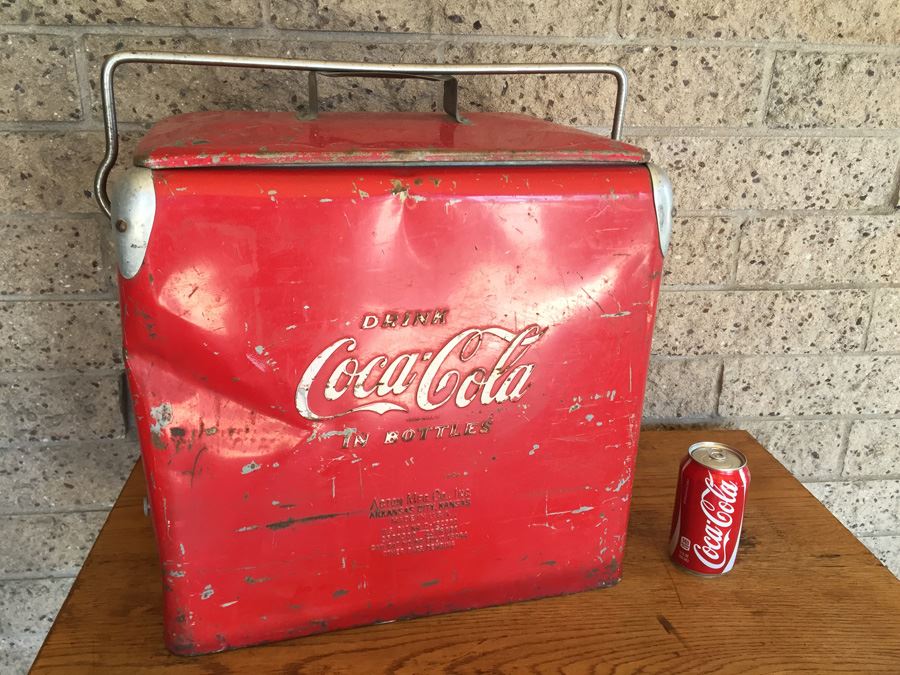 Vintage Original Coca-Cola Red Cooler With Bottle Opener Drink Coca-Cola In Bottles Acton Mfg Co., Inc.