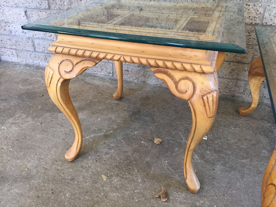 Nice 3-Piece Set Of Designer Furniture Consisting Of Console Table, Coffee Table, And Side Table Wood With Thick Glass Tops [Photo 9]