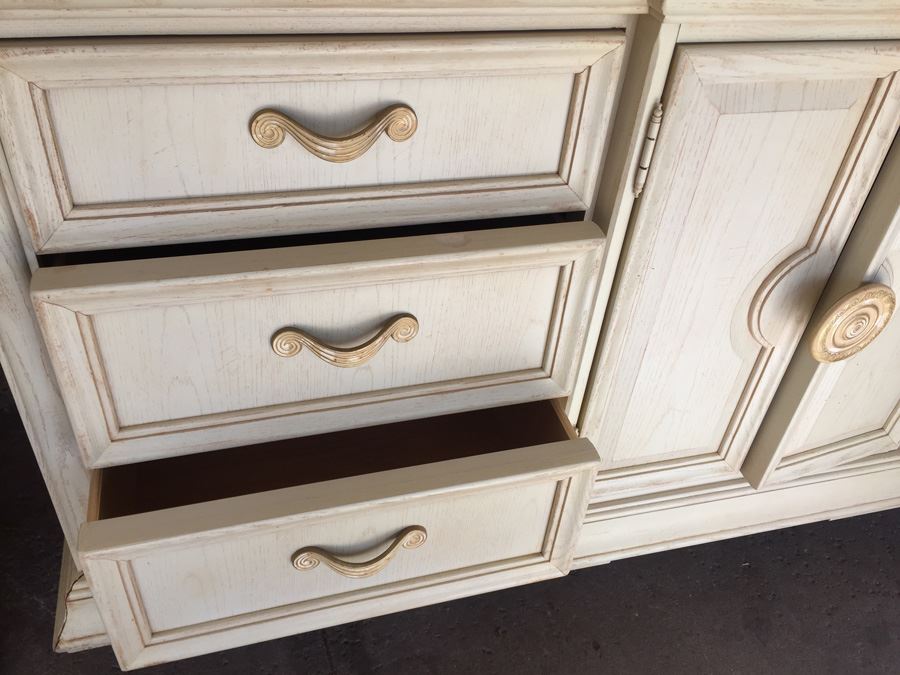 Thomasville Long Dresser And Small Dresser With Marble Tops And Large 3-Panel Hinged Mirror [Photo 15]