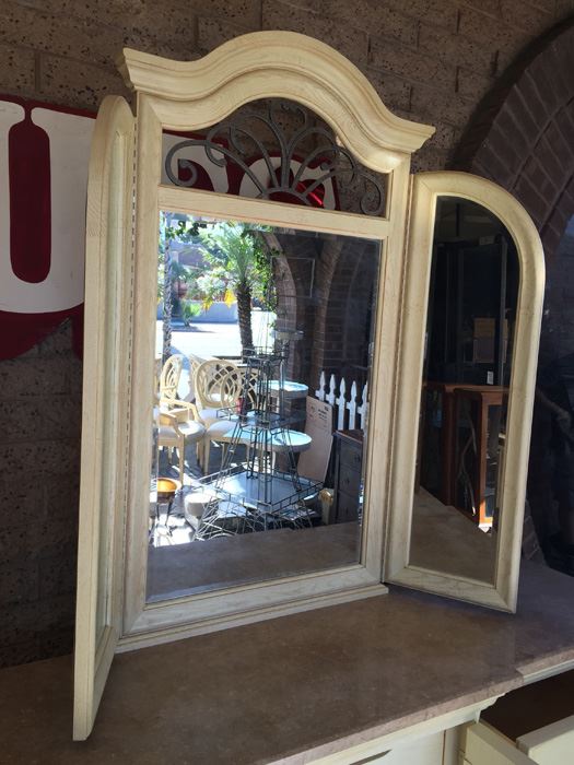 Thomasville Long Dresser And Small Dresser With Marble Tops And Large 3-Panel Hinged Mirror [Photo 17]