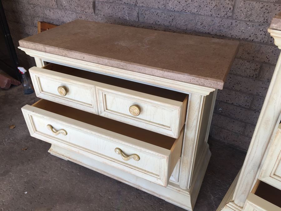 Thomasville Long Dresser And Small Dresser With Marble Tops And