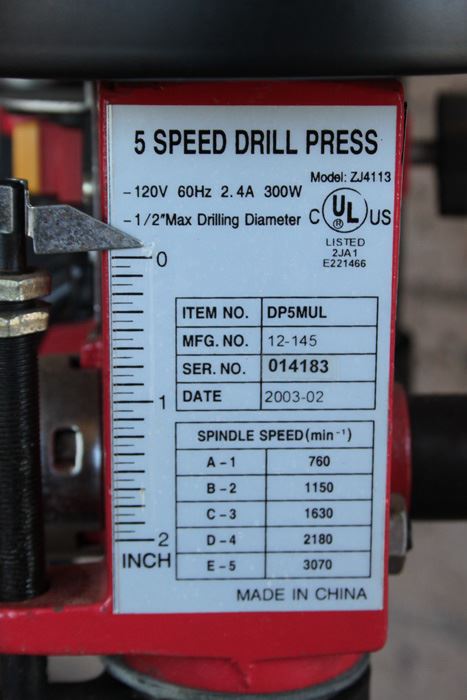 5 Speed Drill Press Model ZJ4113 [Photo 3]