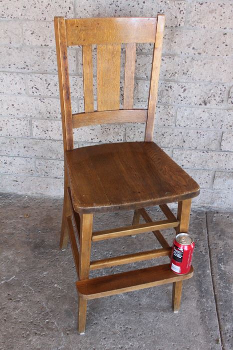 Vintage Oak Child's Chair With Footrest