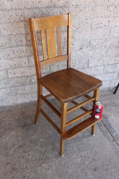 Vintage Oak Child's Chair With Footrest [Photo 2]