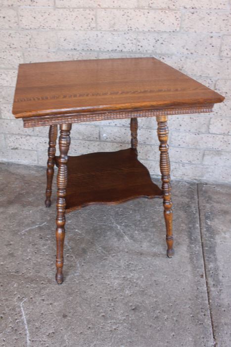 Antique 1896 Two-Tier Side Table With Turned Legs Conrey & Birely [Photo 1]