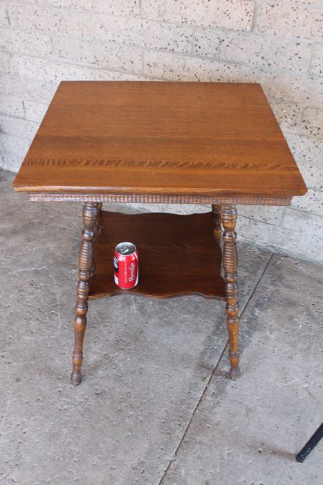 Antique 1896 Two-Tier Side Table With Turned Legs Conrey & Birely [Photo 2]