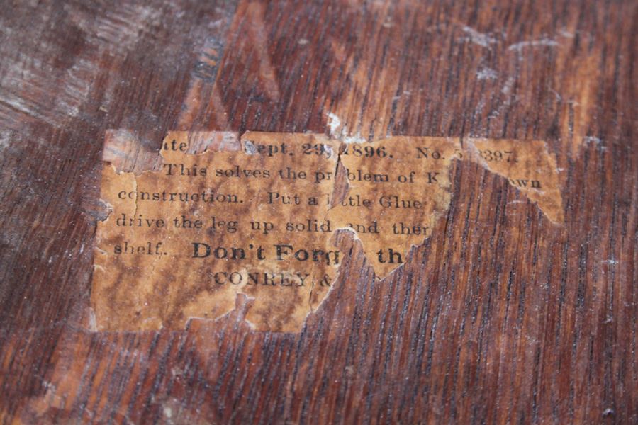 Antique 1896 Two-Tier Side Table With Turned Legs Conrey & Birely [Photo 3]