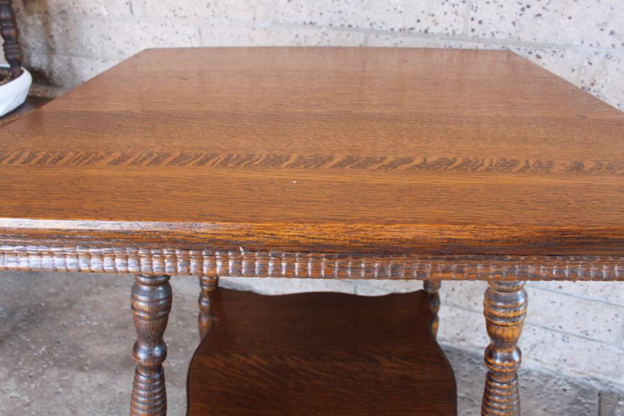 Antique 1896 Two-Tier Side Table With Turned Legs Conrey & Birely [Photo 4]