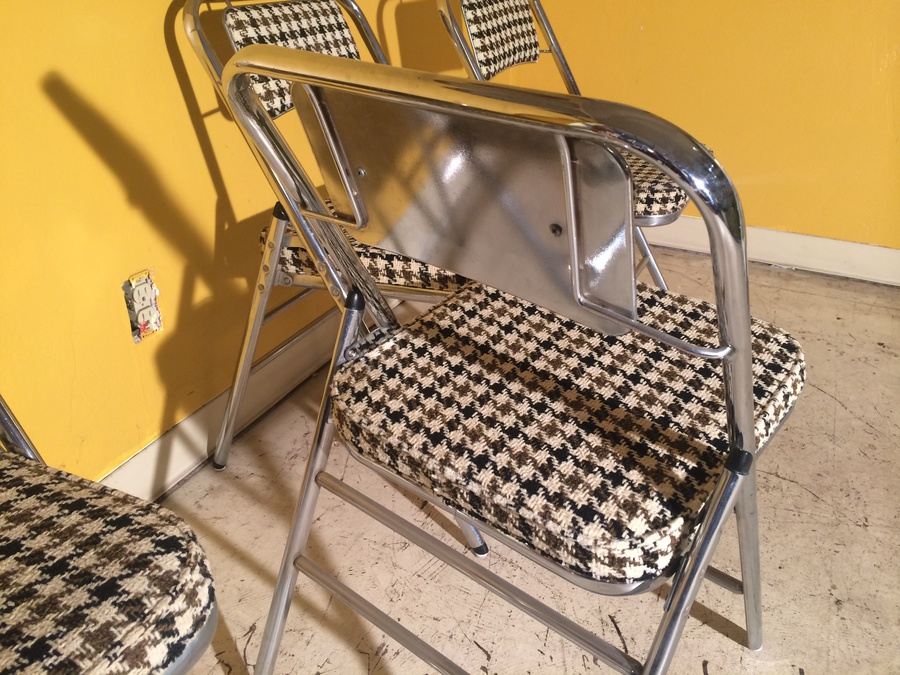 Mid-Century Modern Chrome Houndstooth Folding Chairs [Photo 5]