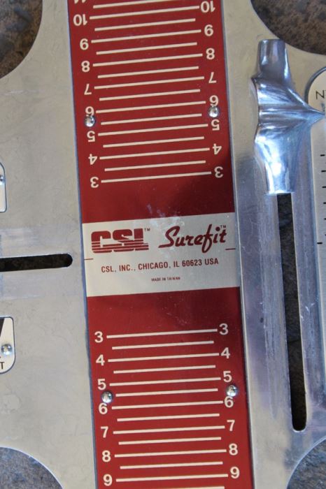 Pair Of Vintage Shoe Store Shoe Size Measuring Devices The Brannock Device And CSL Surefit [Photo 6]