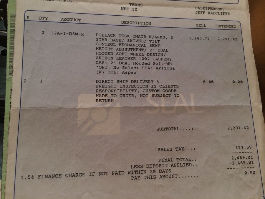 Knoll - Charles Pollock Desk Leather Chair with Arms [Photo 3]