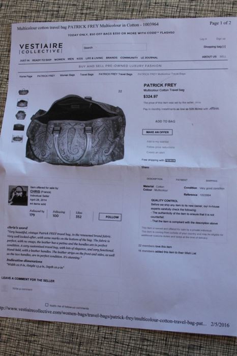 Patrick Frey Paris Handbag Travel Bag [Photo 5]