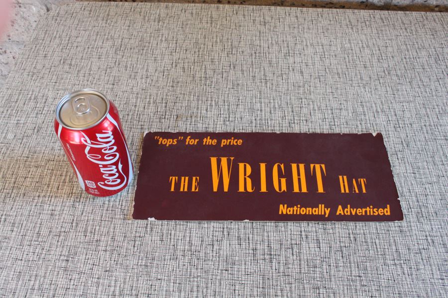 The Wright Hat Cardboard Advertising Sign 'Tops' For The Price [Photo 1]