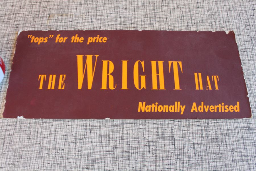 The Wright Hat Cardboard Advertising Sign 'Tops' For The Price [Photo 2]