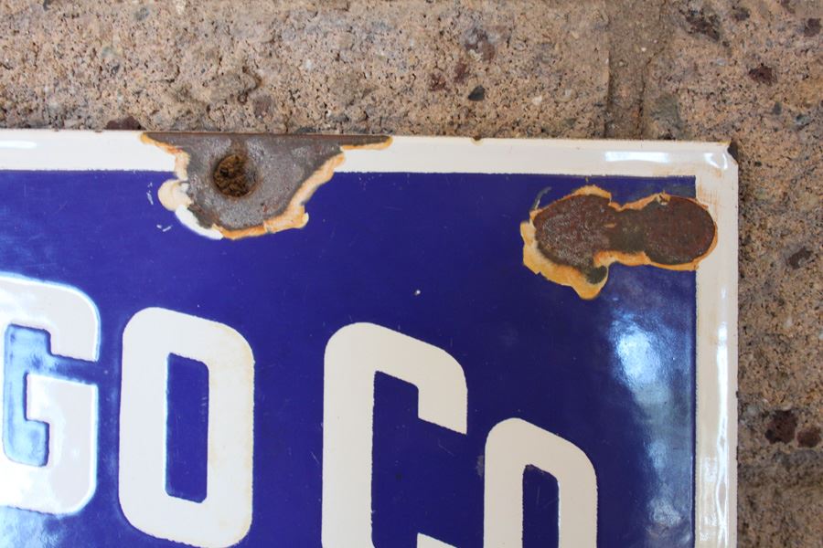 Wells Fargo Co. Express Money Orders Advertising Porcelain Sign Cheap, Convenient & Safe [Photo 2]