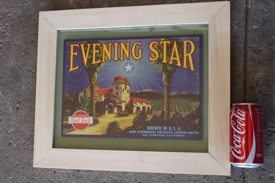Pair Of Nicely Framed California Fruit Lemon Crate Labels Silver Moon And Evening Star [Photo 2]