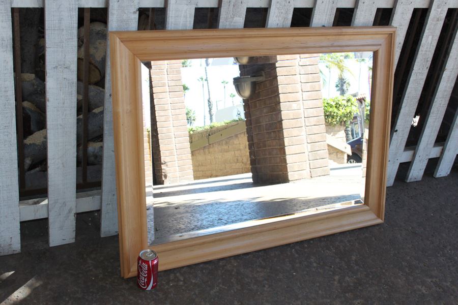 Beautiful Blonde Wood Beveled Mirror [Photo 1]