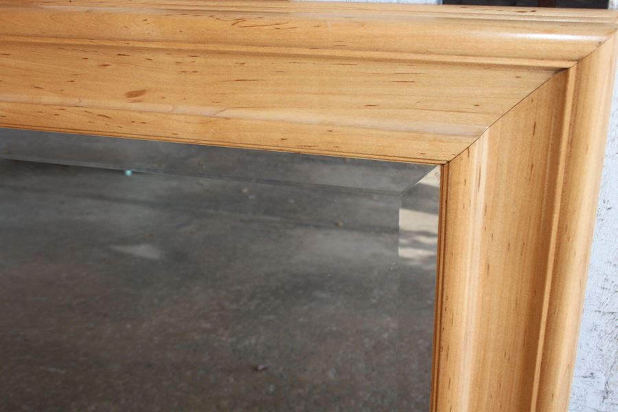 Beautiful Blonde Wood Beveled Mirror [Photo 2]